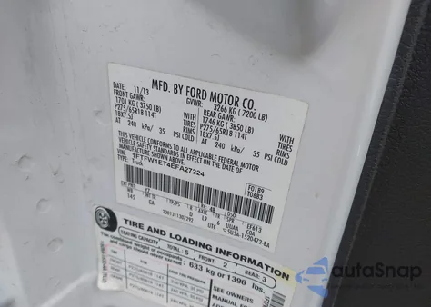 2014 Ford F-150 Xlt from USA, damaged, VIN 1FTFW1ET4EFA27224